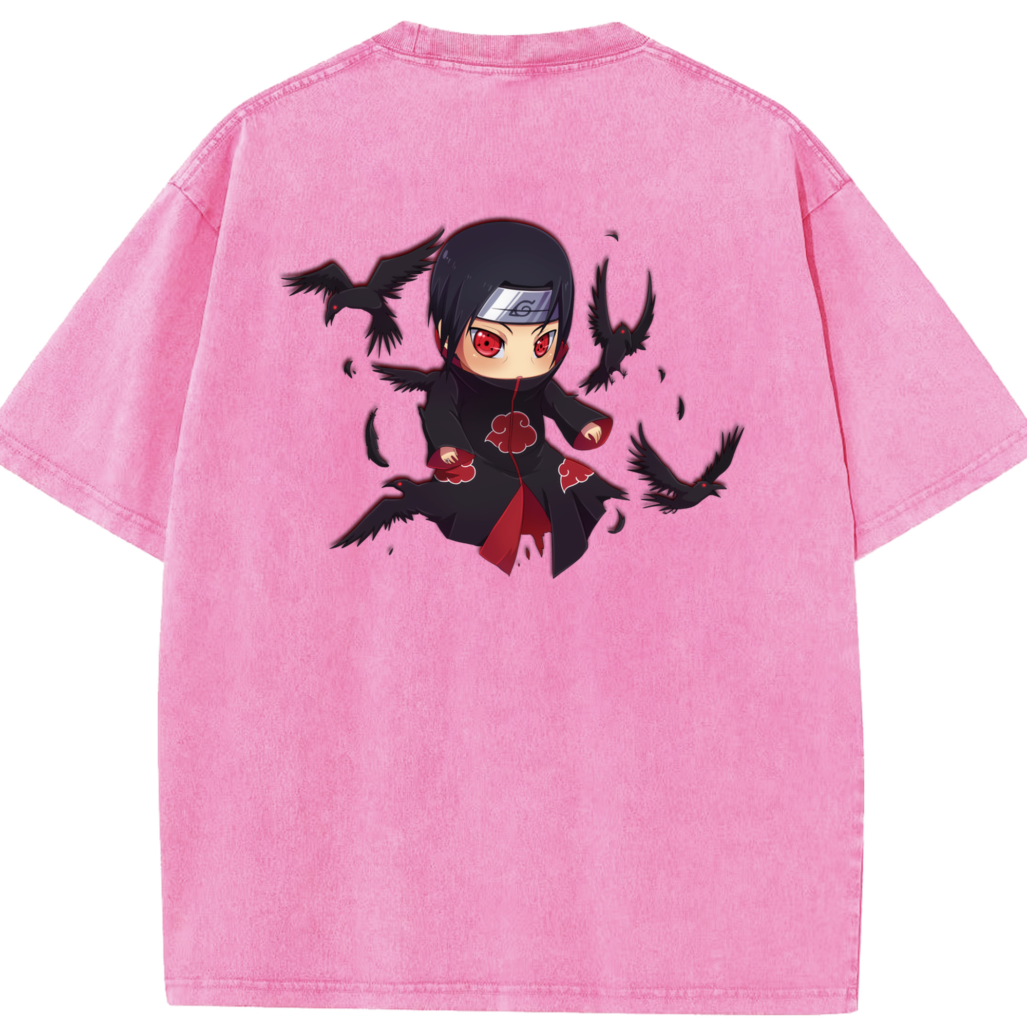 （画像用） NARUTO -ナルト- うちは イタチ Uchiha Itachi 綿100% ヴィンテージ風 半袖Tシャツ（背面プリント）